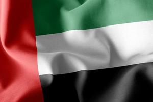 3D rendering illustration flag of United Arab Emirates. Waving o photo