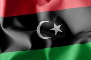 3D rendering illustration flag of Libya. Waving on the wind flag photo