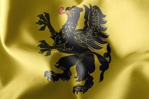 3D illustration flag of Pomerania Voivodship is a region of Pola photo