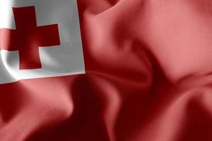 3D rendering illustration flag of Tonga. Waving on the wind flag photo