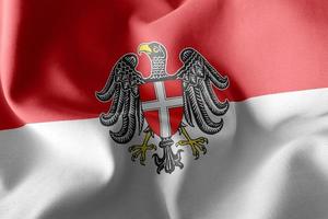 3D illustration flag of Vienna is a region of Austria. Waving on photo