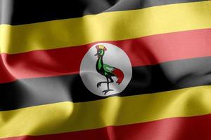 3D rendering illustration flag of Uganda. Waving on the wind fla photo