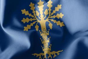 3D illustration flag of Blekinge is a region of Sweden photo