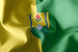 3D illustration flag of Caldas is a region of Colombia. Waving o photo