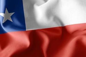 3D rendering illustration closeup flag of Chile. Waving on the w photo