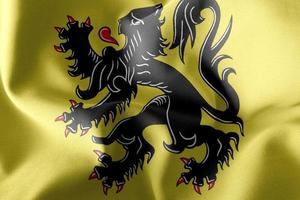 3D illustration flag of Flanders is a region of Belgium photo