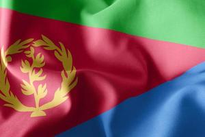 3D rendering illustration closeup flag of Eritrea. Waving on the photo