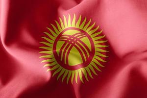 3D rendering illustration flag of Kyrgyzstan. Waving on the wind photo