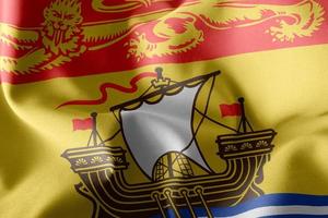 3D illustration flag of New Brunswick is a region of Canada. Wav photo