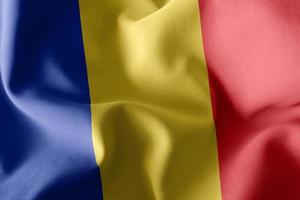 3D rendering illustration flag of Romania. Waving on the wind fl photo