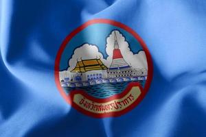 3D illustration flag of Samut Prakan is a province of Thailand. photo
