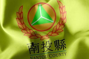 3D illustration flag of Nantou County is a province of Taiwan. photo