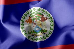 3D rendering illustration closeup flag of Belize. Waving on the photo