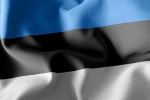 3D rendering illustration closeup flag of Estonia. Waving on the photo