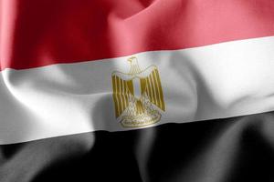 3D rendering illustration closeup flag of Egypt. Waving on the w photo