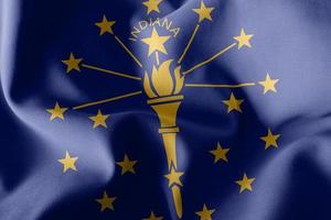 3D illustration flag of Indiana is a region of United States. Wa photo