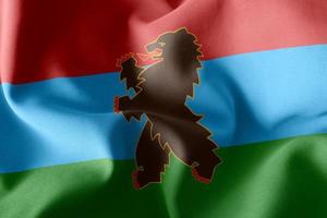 3D illustration flag of Karelia is a region of Russia. photo