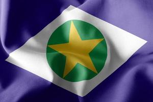 3D illustration flag of Mato Grosso is a state of Brazil. Waving photo