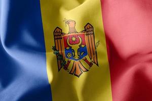 3D rendering illustration flag of Moldova. Waving on the wind fl photo