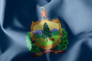 3D illustration flag of Vermont is a region of United States. Wa photo