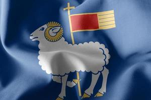 3D illustration flag of Gotland is a region of Sweden photo