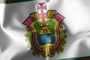 3D illustration flag of Veracruz is a region of Mexico photo