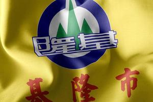 3D illustration flag of Keelung City is a province of Taiwan. photo