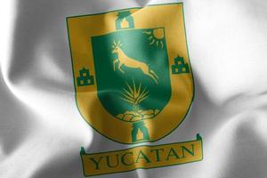 3D illustration flag of Yucatan is a region of Mexico photo