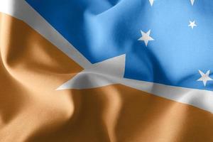 3D illustration flag of Tierra del Fuego is a region of Argentin photo