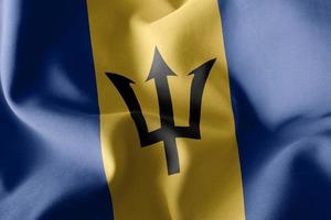 3D rendering illustration closeup flag of Barbados. Waving on th photo