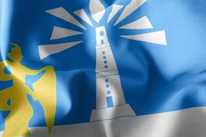 3D illustration flag of Alexandria is a region of Egypt. photo