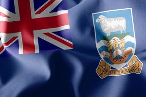 3D illustration flag of Falkland Islands is a region of United K photo