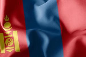 3D rendering illustration flag of Mongolia. Waving on the wind f photo