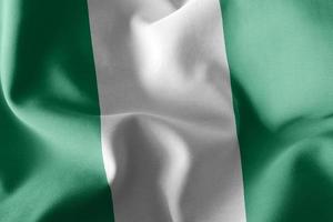 3D rendering illustration flag of Nigeria. Waving on the wind fl photo