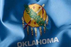 3D illustration flag of Oklahoma is a region of United States. W photo