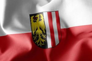 3D illustration flag of Upper Austria is a region of Austria. Wa photo