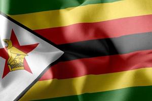 3D rendering illustration flag of Zimbabwe. Waving on the wind f photo