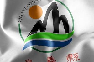 3D illustration flag of Chiayi County is a province of Taiwan. photo