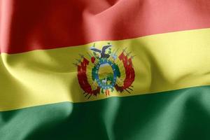 3D rendering illustration closeup flag of Bolivia. Waving on the photo