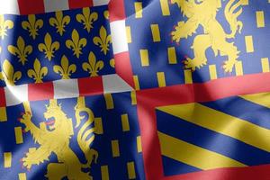 3D illustration flag of Bourgogne-Franche-Comte is a region of F photo