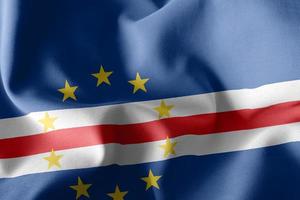 3D rendering illustration closeup flag of Cape Verde. Waving on photo