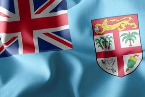 3D rendering illustration closeup flag of Fiji. Waving on the wi photo