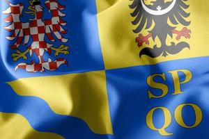 3D illustration flag of Olomouc is a region of Czech Republic. photo