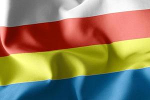 3D illustration flag of Podlaskie Voivodship is a region of Pola photo