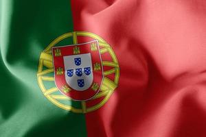 3D rendering illustration flag of Portugal. Waving on the wind f photo