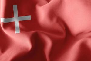 3D illustration flag of Schwyz is a region of Switzerland. photo