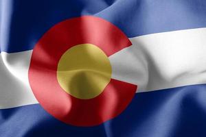 3D illustration flag of Colorado is a region of United States. W photo