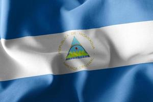 3D rendering illustration flag of Nicaragua. Waving on the wind photo