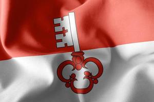 3D illustration flag of Obwalden is a region of Switzerland. photo