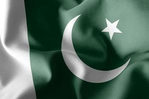 3D rendering illustration flag of Pakistan. Waving on the wind f photo